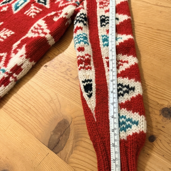 Vintage Rare Ralph Lauren Hand-Knit Nordic Snowflake 90s Polo Sweater - Picture 6 of 8